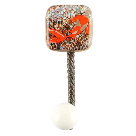 Gold Fish Square Ceramic Wall Hook in Antique Fitting